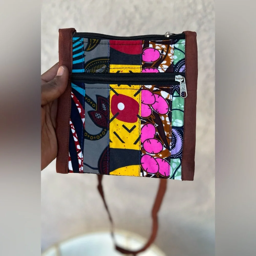 NW 💯 Cotton Patch Vlisco Fabric Crossbody Purse Sz 6”x 6”